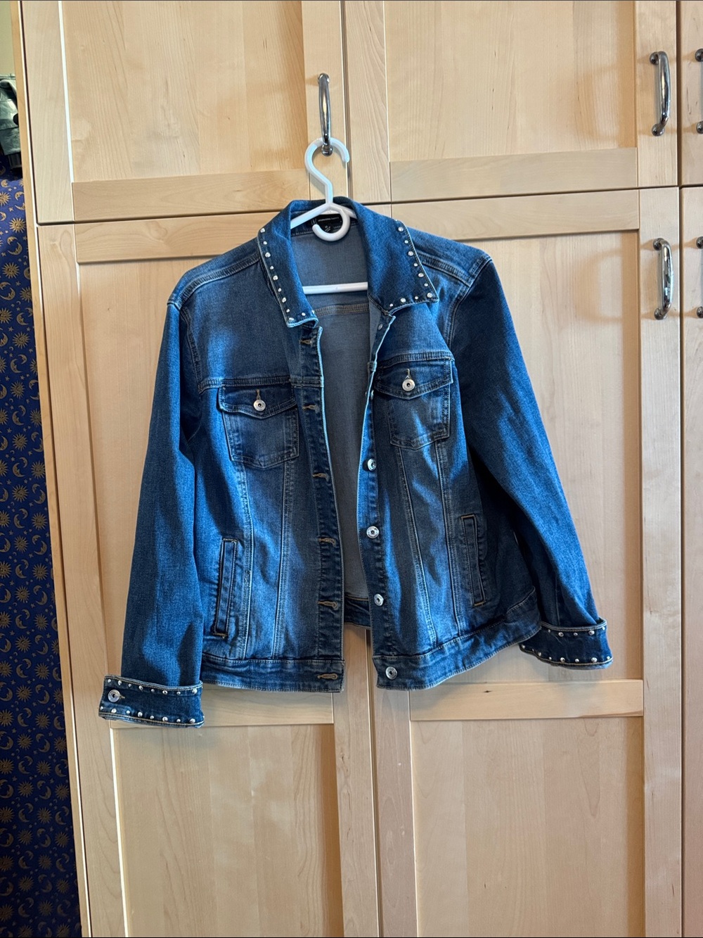 INC International Concepts Dark Blue Denim Jacket with Studs